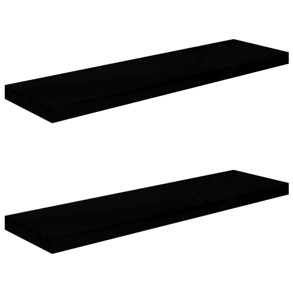 Floating Wall Shelves 2 pcs High Gloss Black 35.4"x9.3"x1.5" MDF at Set Shop and Smile