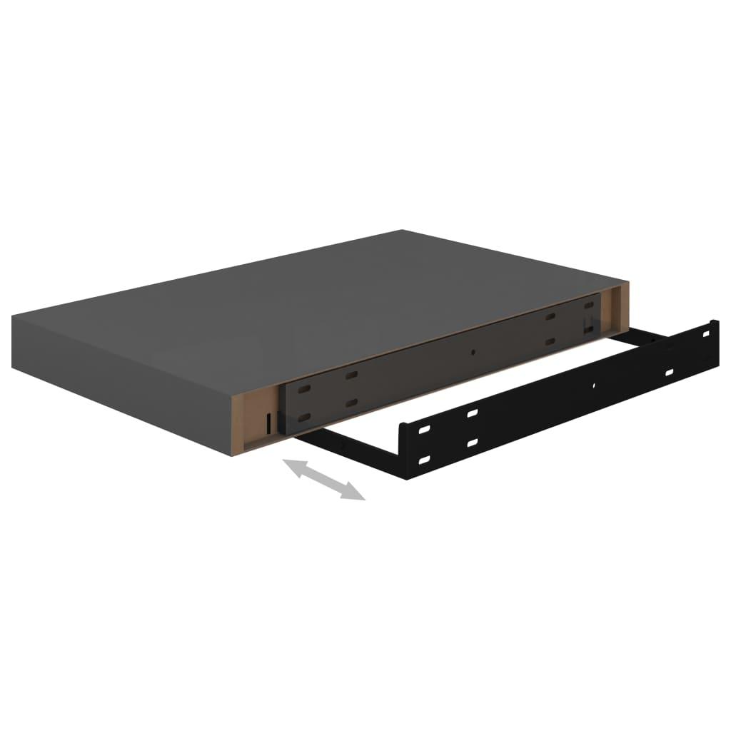 Floating Wall Shelves 2 pcs High Gloss Gray 15.7"x9.1"x1.5" MDF at Set Shop and Smile