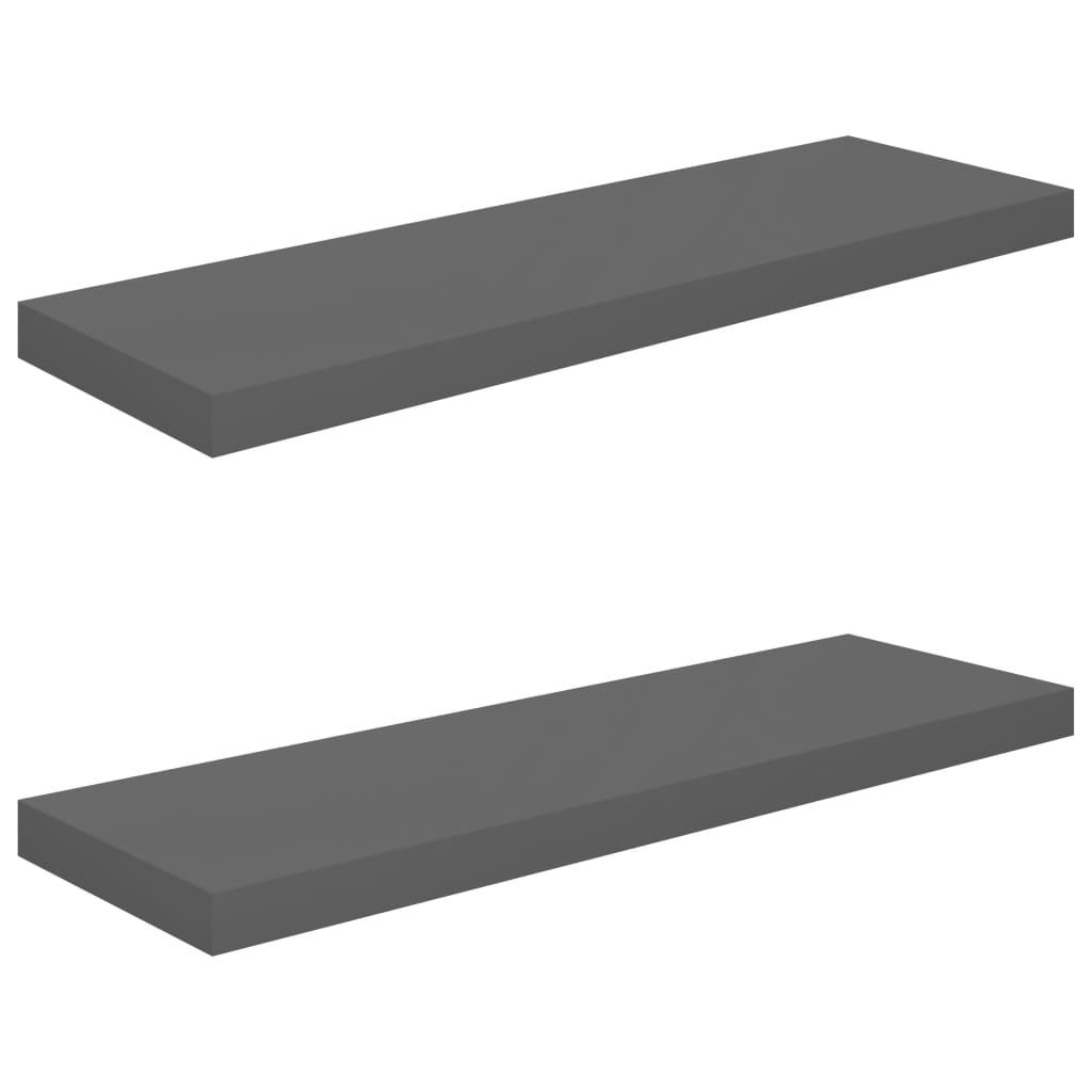 Floating Wall Shelves 2 pcs High Gloss Gray 31.5"x9.3"x1.5" MDF at Set Shop and Smile