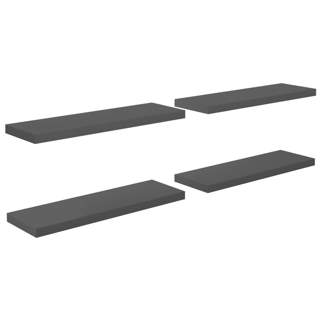 Floating Wall Shelves 4 pcs High Gloss Gray 31.5"x9.3"x1.5" MDF at Set Shop and Smile