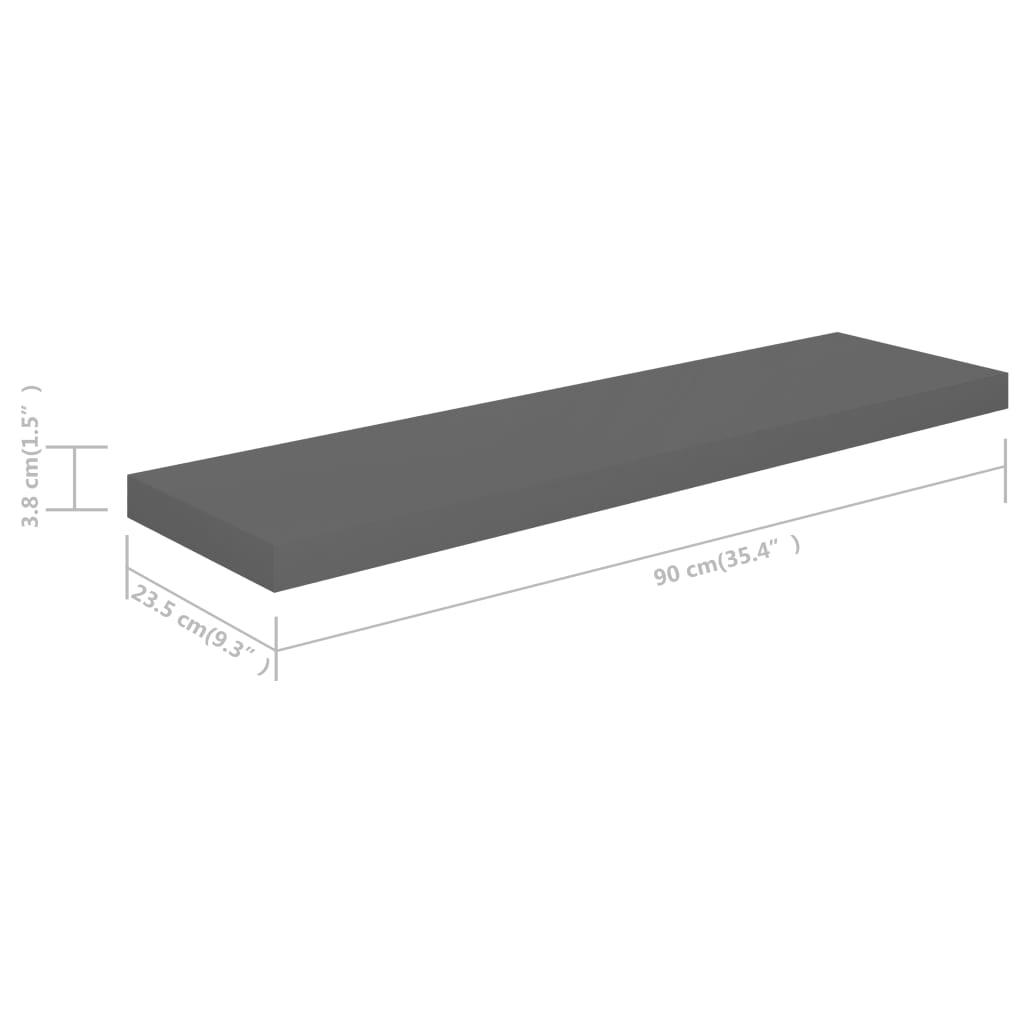 Floating Wall Shelf High Gloss Gray 35.4"x9.3"x1.5" MDF at Set Shop and Smile