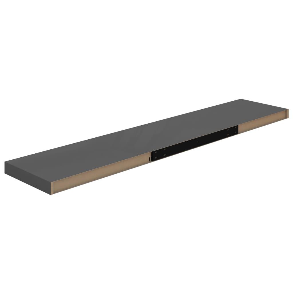 Floating Wall Shelf High Gloss Gray 47.2"x9.3"x1.5" MDF at Set Shop and Smile