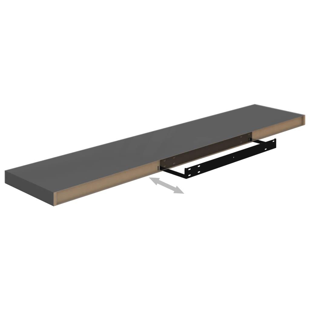 Floating Wall Shelf High Gloss Gray 47.2"x9.3"x1.5" MDF at Set Shop and Smile