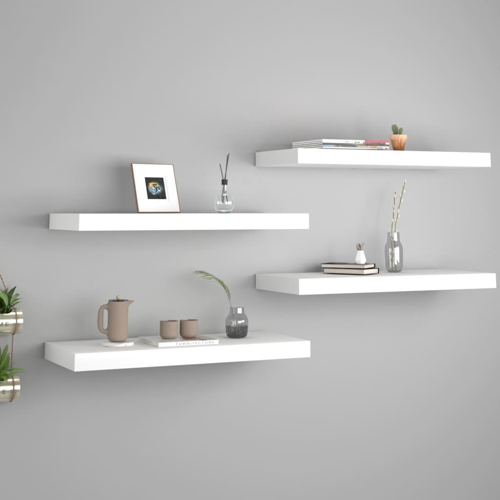 Floating Wall Shelves 4 pcs White 23.6"x9.3"x1.5" MDF at Set Shop and Smile
