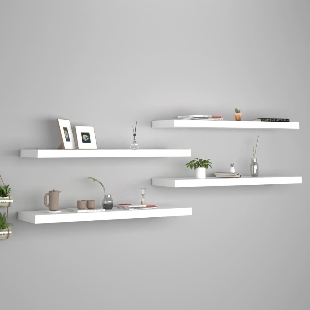 Floating Wall Shelves 4 pcs White 35.4"x9.3"x1.5" MDF at Set Shop and Smile