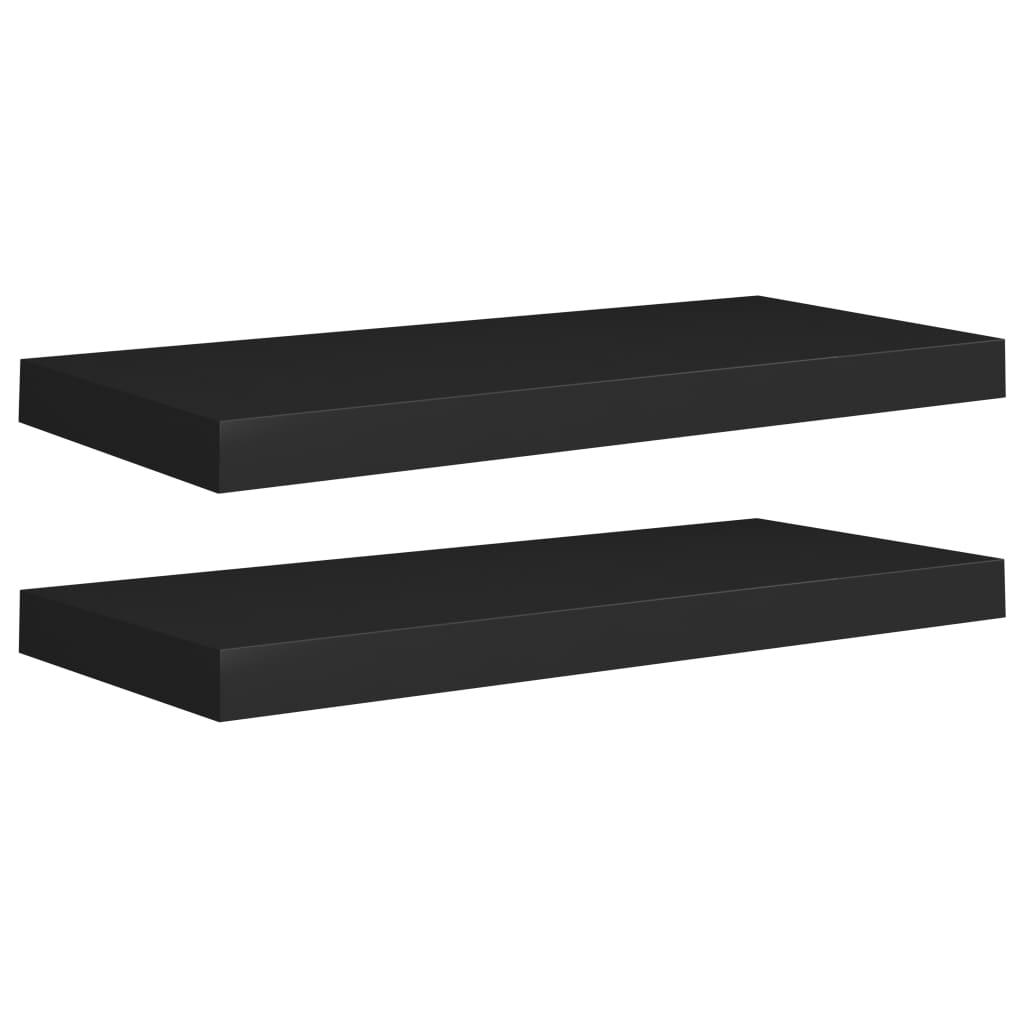 Floating Wall Shelves 2 pcs Black 23.6"x9.3"x1.5" MDF at Set Shop and Smile