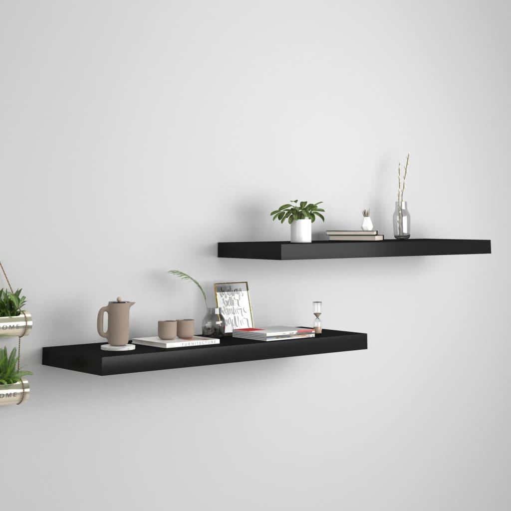 Floating Wall Shelves 2 pcs Black 31.5"x9.3"x1.5" MDF at Set Shop and Smile