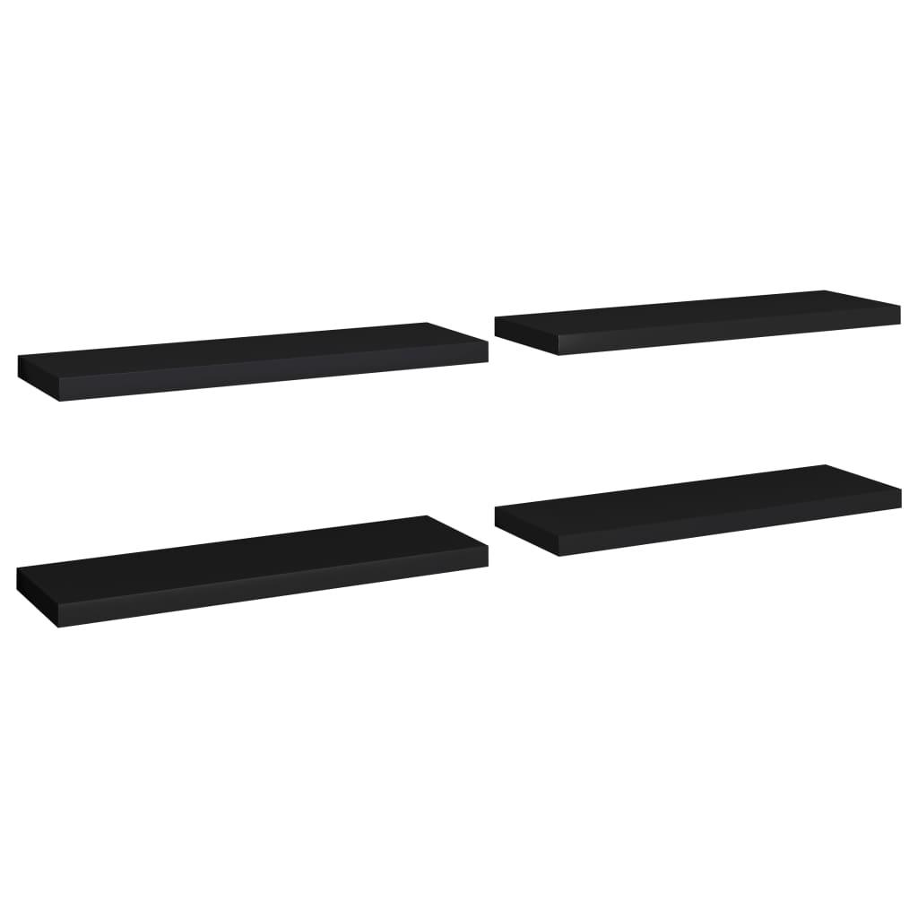 Floating Wall Shelves 4 pcs Black 31.5"x9.3"x1.5" MDF at Set Shop and Smile