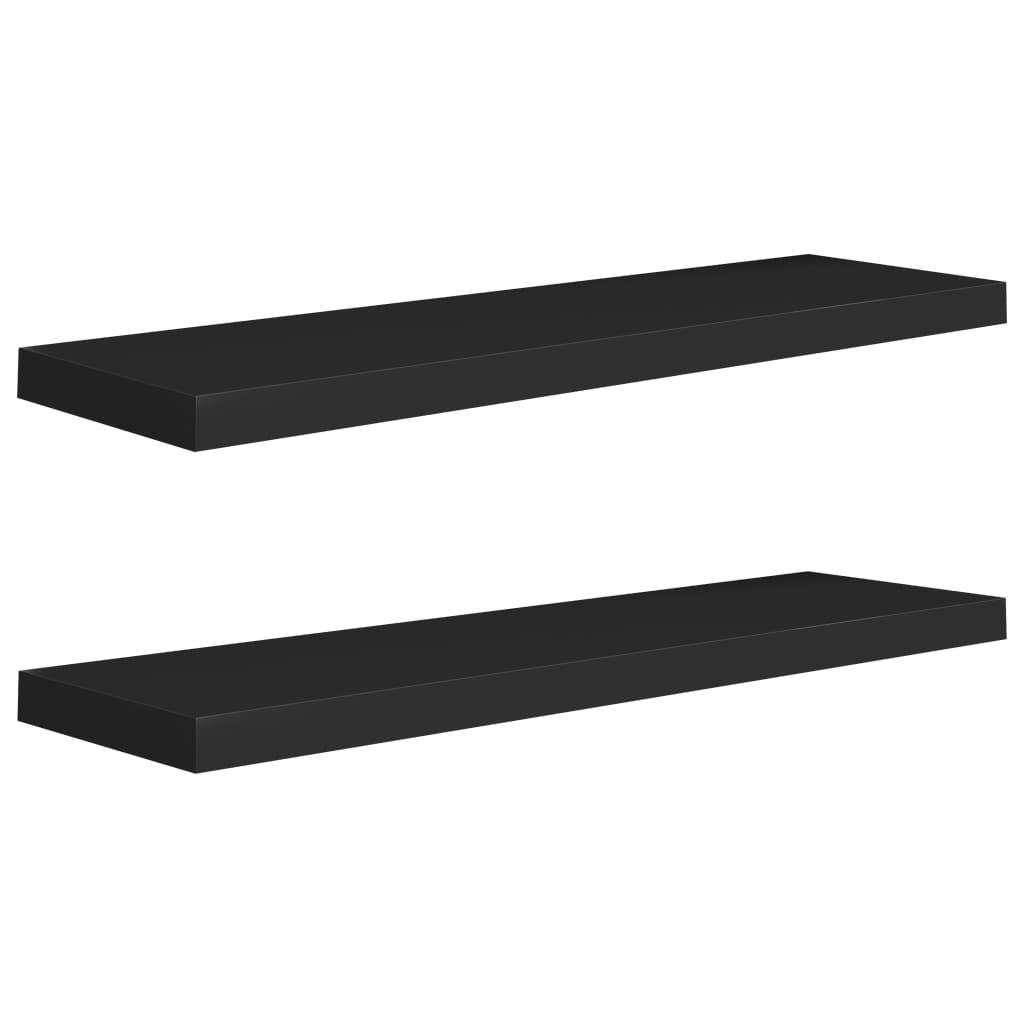 Floating Wall Shelves 2 pcs Black 35.4"x9.3"x1.5" MDF at Set Shop and Smile