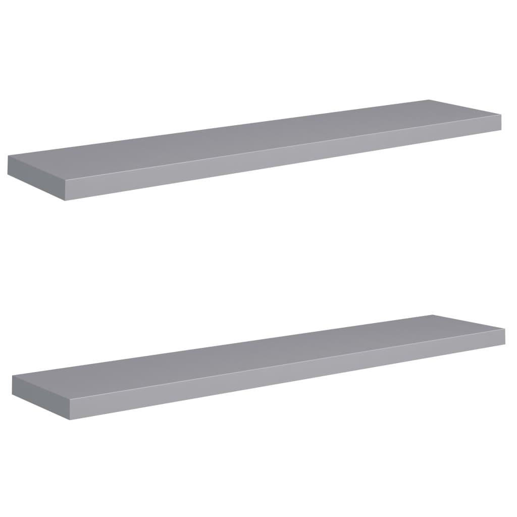 Floating Wall Shelves 2 pcs Gray 47.2"x9.3"x1.5" MDF at Set Shop and Smile