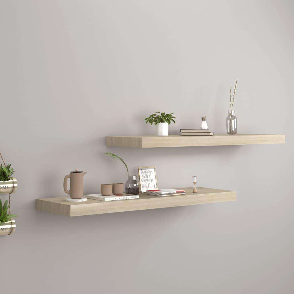 Floating Wall Shelves 2 pcs Oak 31.5"x9.3"x1.5" MDF at Set Shop and Smile