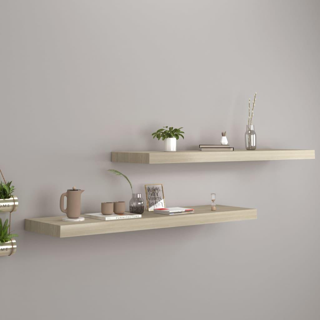 Floating Wall Shelves 2 pcs Oak 35.4"x9.3"x1.5" MDF at Set Shop and Smile