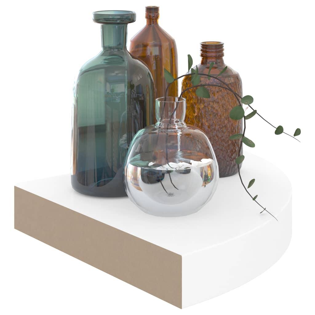 Floating Corner Shelf High Gloss White 9.8"x9.8"x1.5" MDF at Set Shop and Smile