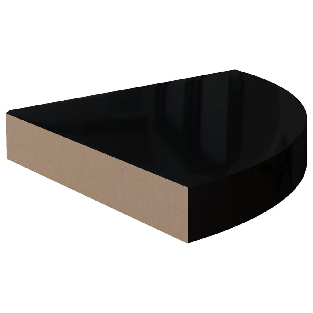 Floating Corner Shelf High Gloss Black 9.8"x9.8"x1.5" MDF at Set Shop and Smile