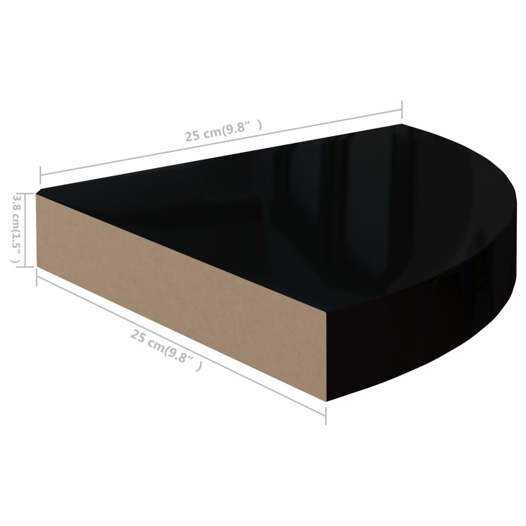 Floating Corner Shelf High Gloss Black 9.8"x9.8"x1.5" MDF at Set Shop and Smile