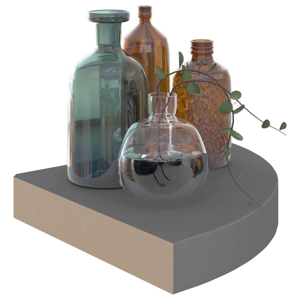 Floating Corner Shelf High Gloss Gray 9.8"x9.8"x1.5" MDF at Set Shop and Smile