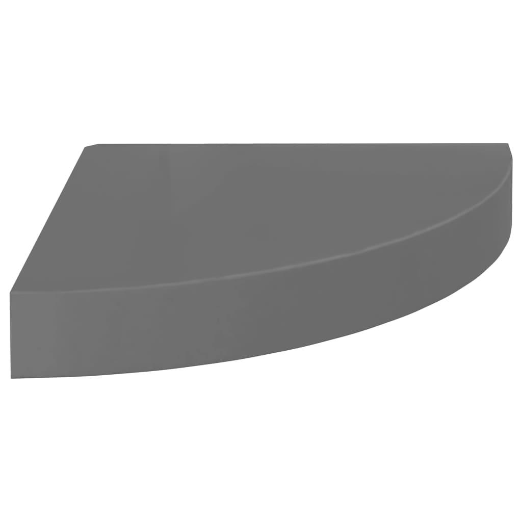 Floating Corner Shelves 2 pcs High Gloss Gray 9.8"x9.8"x1.5" MDF at Set Shop and Smile
