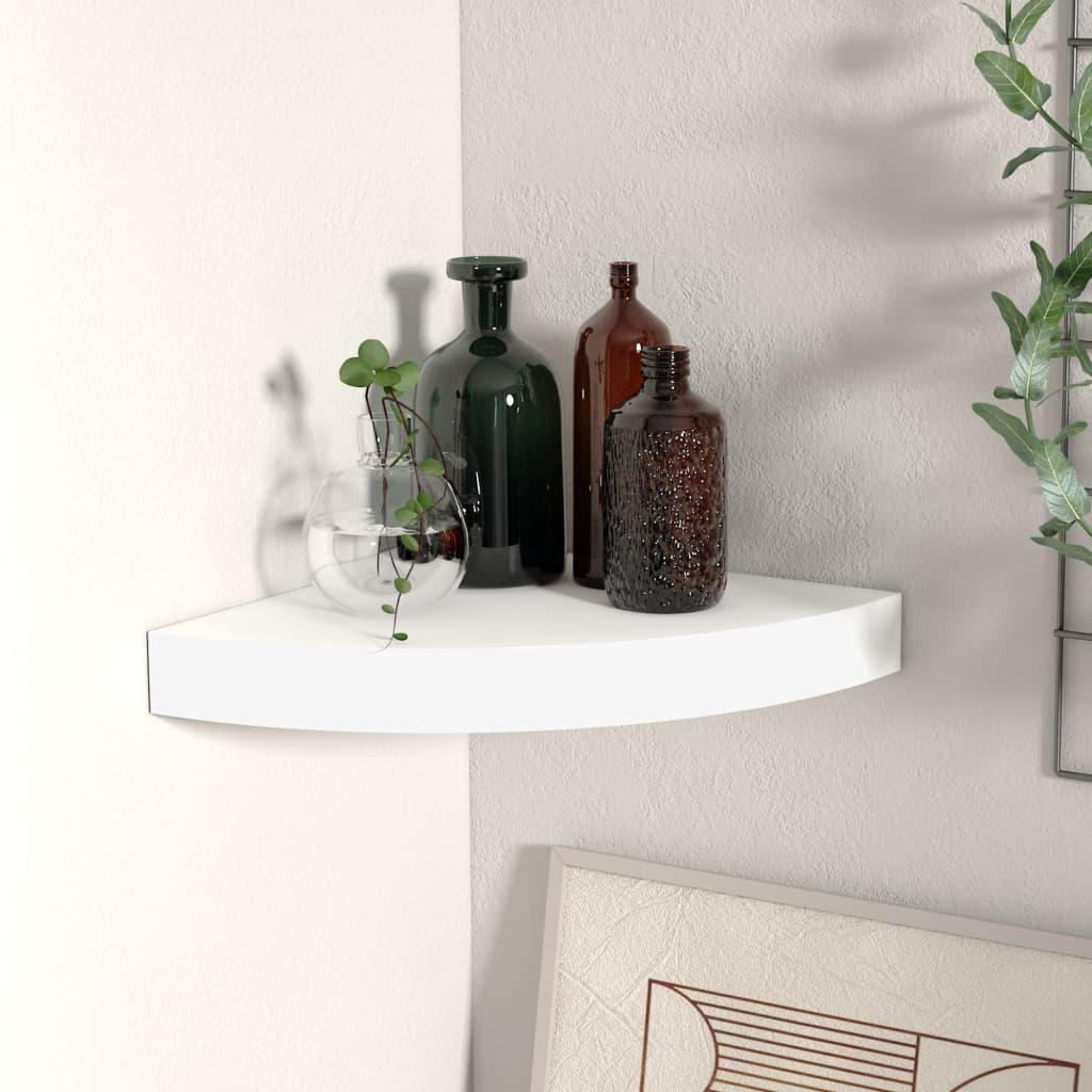 Floating Corner Shelf White 9.8"x9.8"x1.5" MDF at Set Shop and Smile