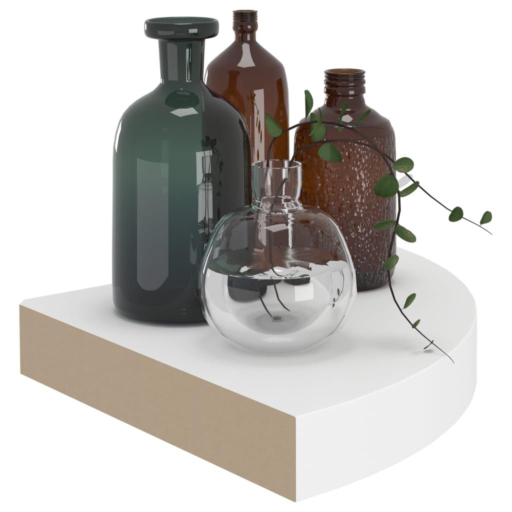 Floating Corner Shelves 2 pcs White 9.8"x9.8"x1.5" MDF at Set Shop and Smile