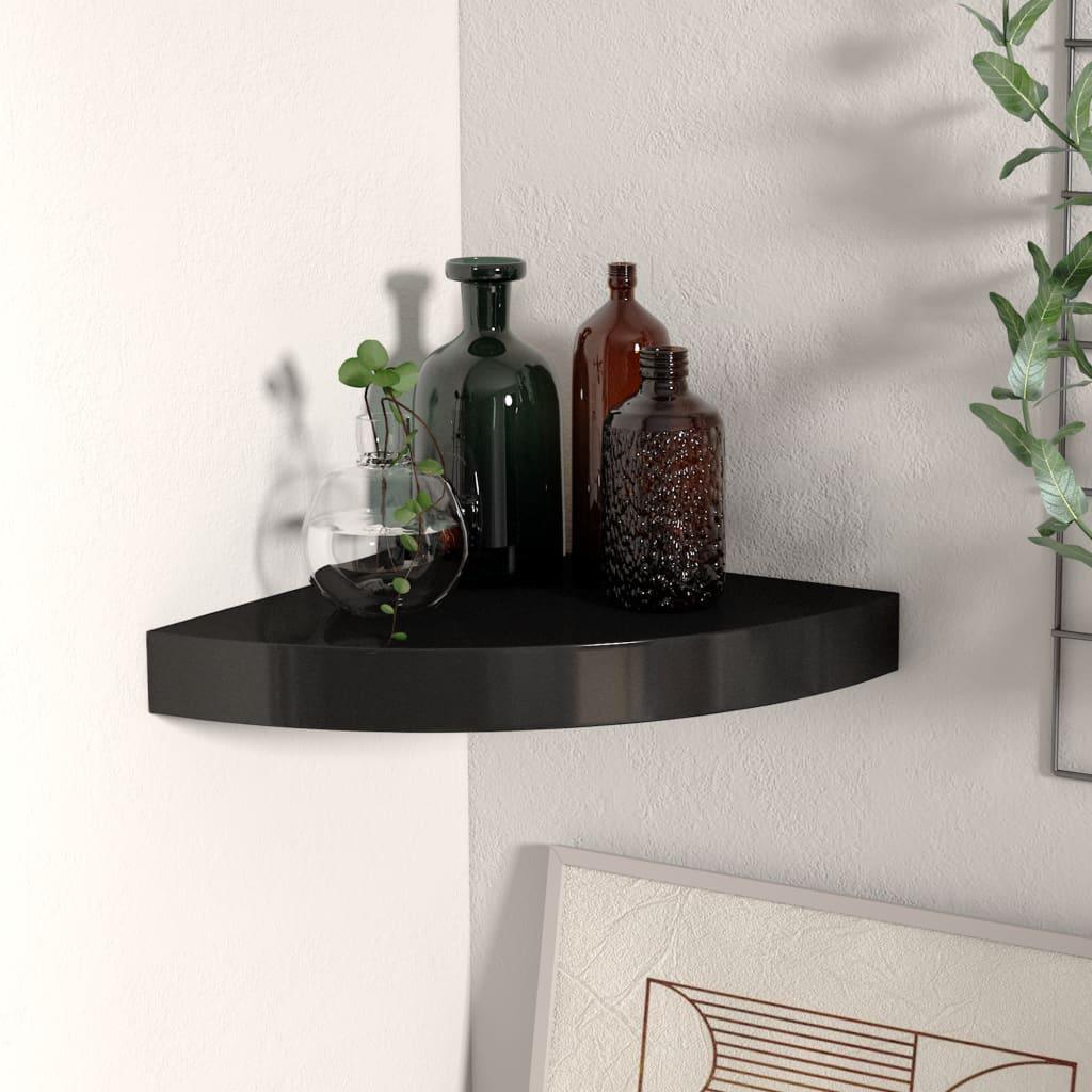 Floating Corner Shelf Black 9.8"x9.8"x1.5" MDF at Set Shop and Smile