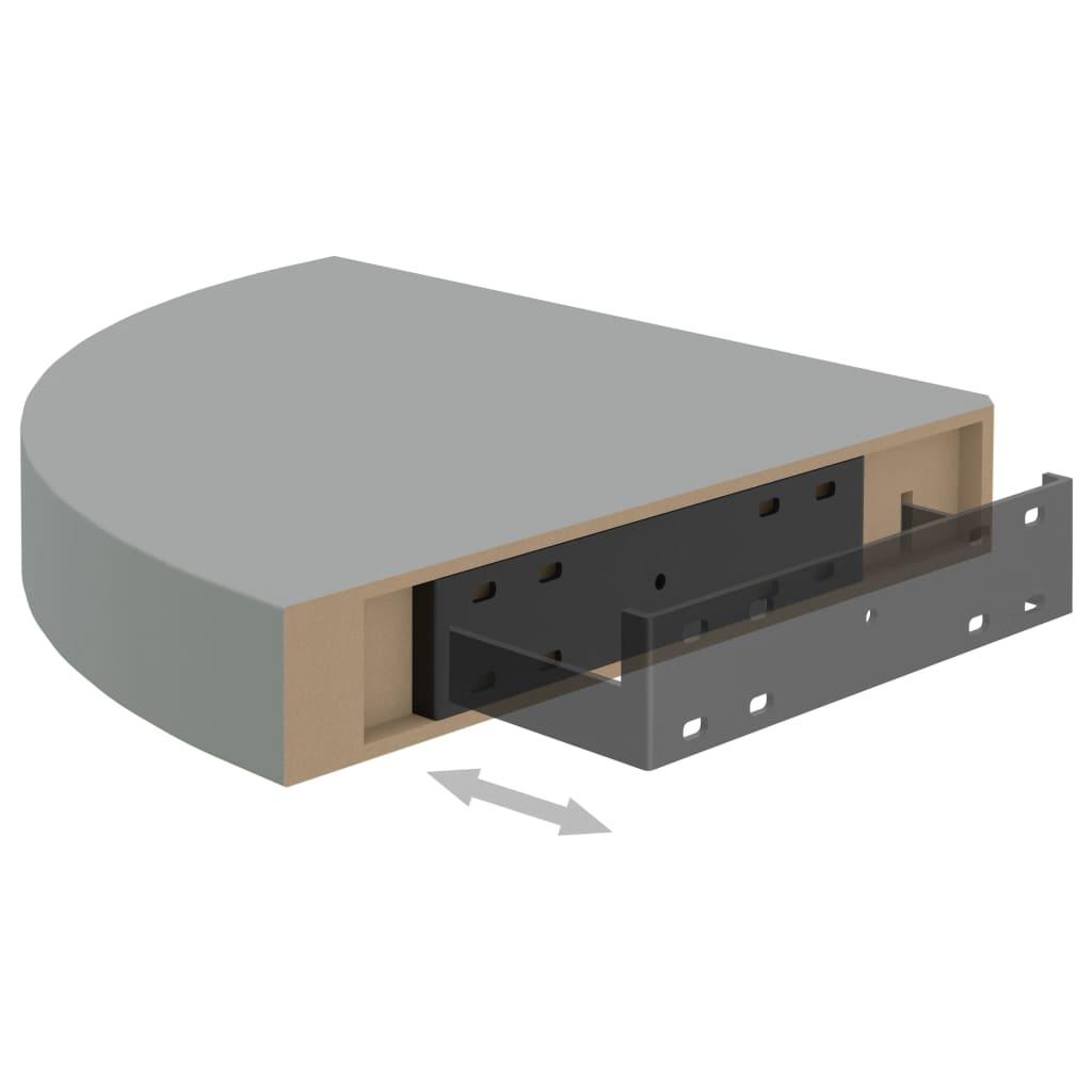 Floating Corner Shelf Gray 9.8"x9.8"x1.5" MDF at Set Shop and Smile