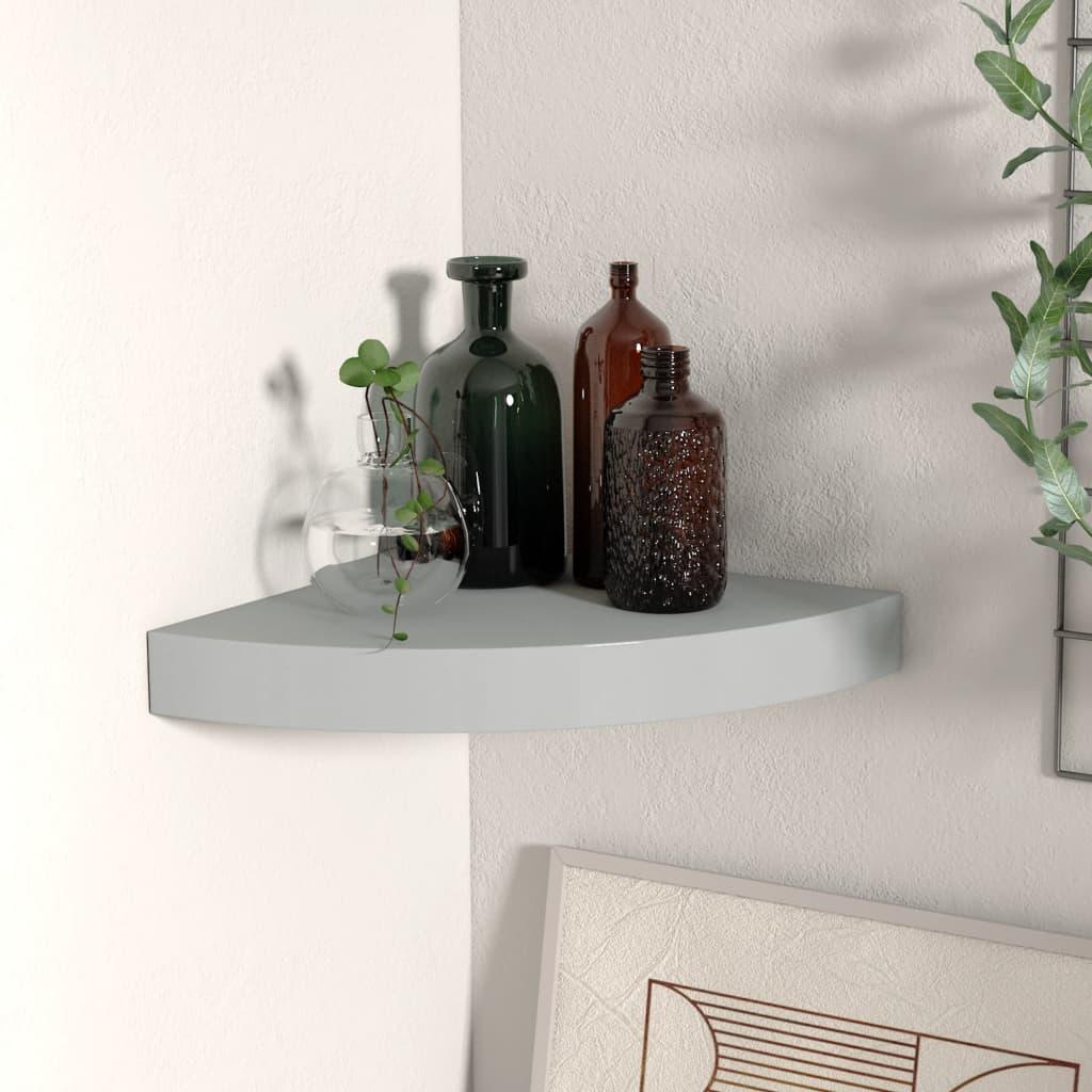Floating Corner Shelf Gray 9.8"x9.8"x1.5" MDF at Set Shop and Smile