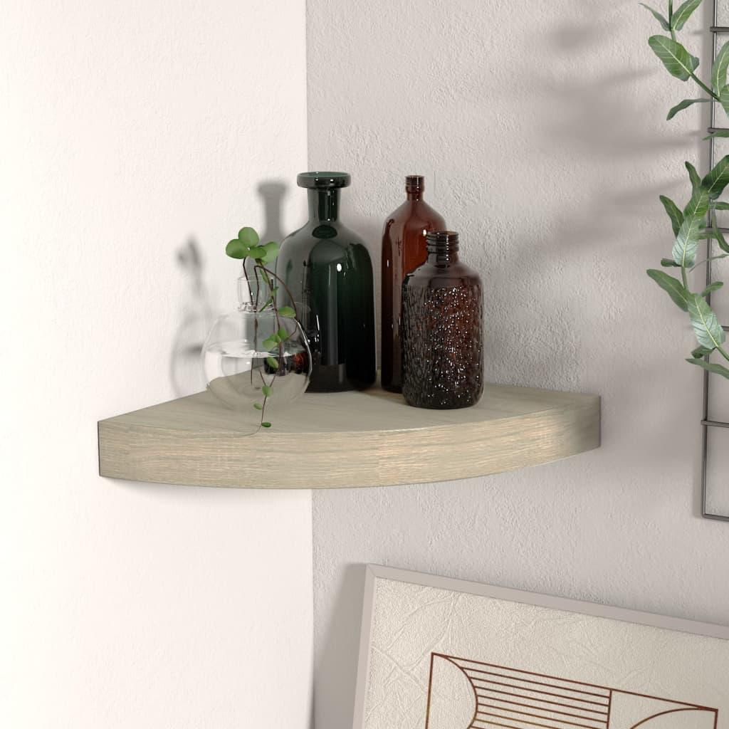 Floating Corner Shelf Oak 9.8"x9.8"x1.5" MDF at Set Shop and Smile