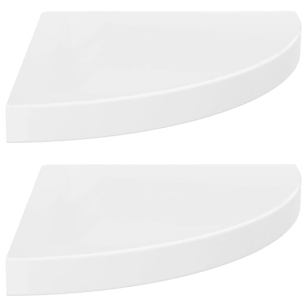 Floating Corner Shelves 2 pcs High Gloss White 13.8"x13.8"x1.5" MDF at Set Shop and Smile