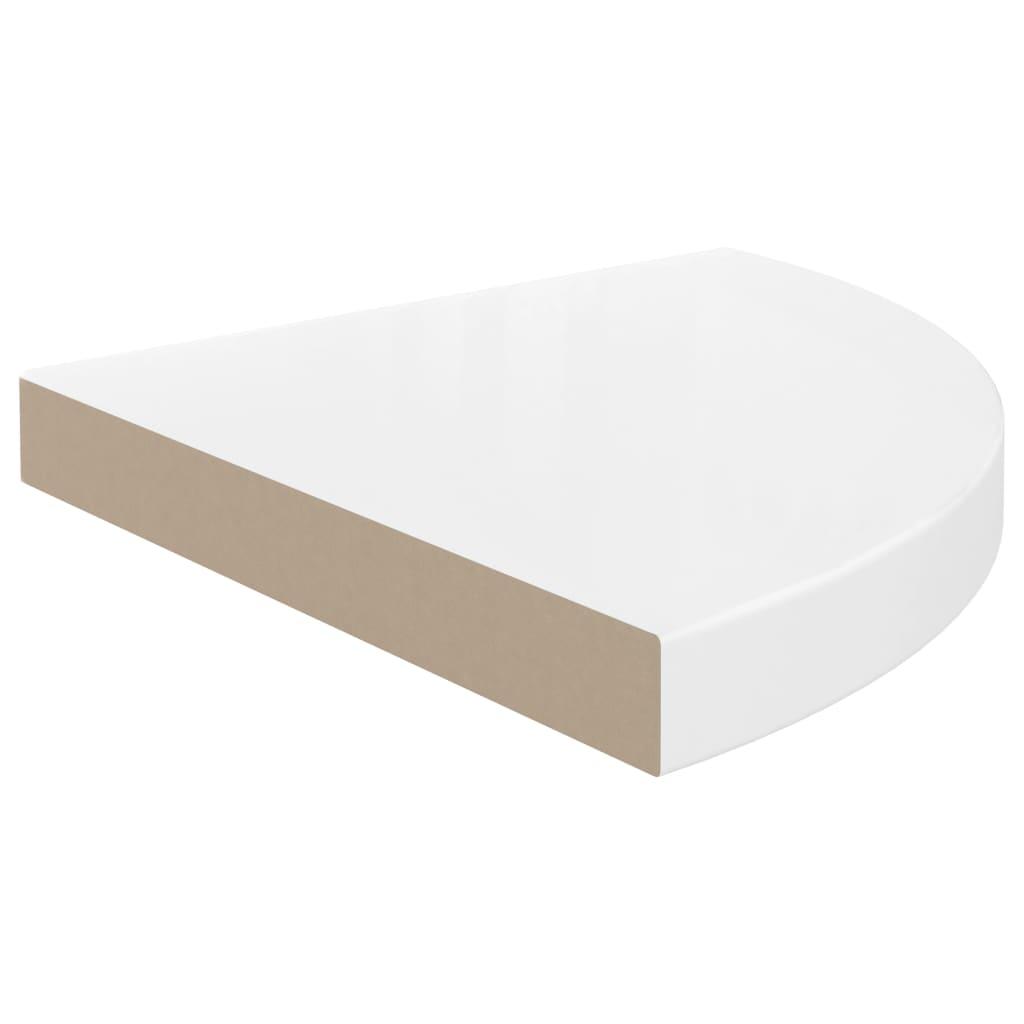 Floating Corner Shelves 2 pcs High Gloss White 13.8"x13.8"x1.5" MDF at Set Shop and Smile