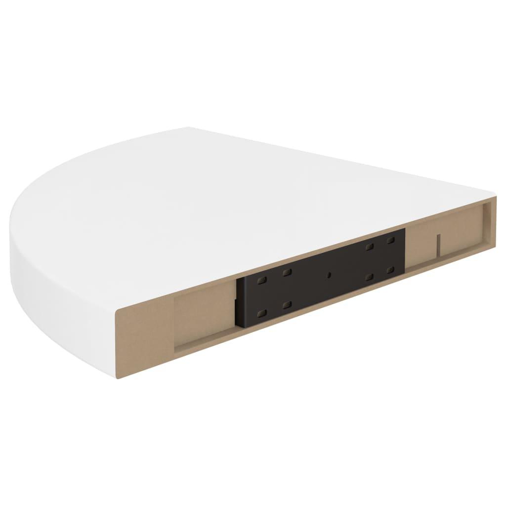 Floating Corner Shelves 2 pcs High Gloss White 13.8"x13.8"x1.5" MDF at Set Shop and Smile