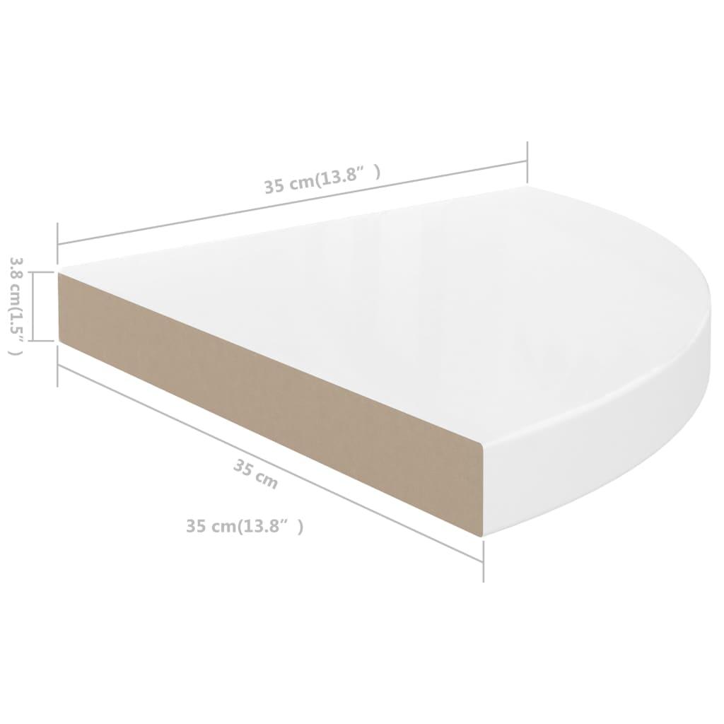 Floating Corner Shelves 2 pcs High Gloss White 13.8"x13.8"x1.5" MDF at Set Shop and Smile