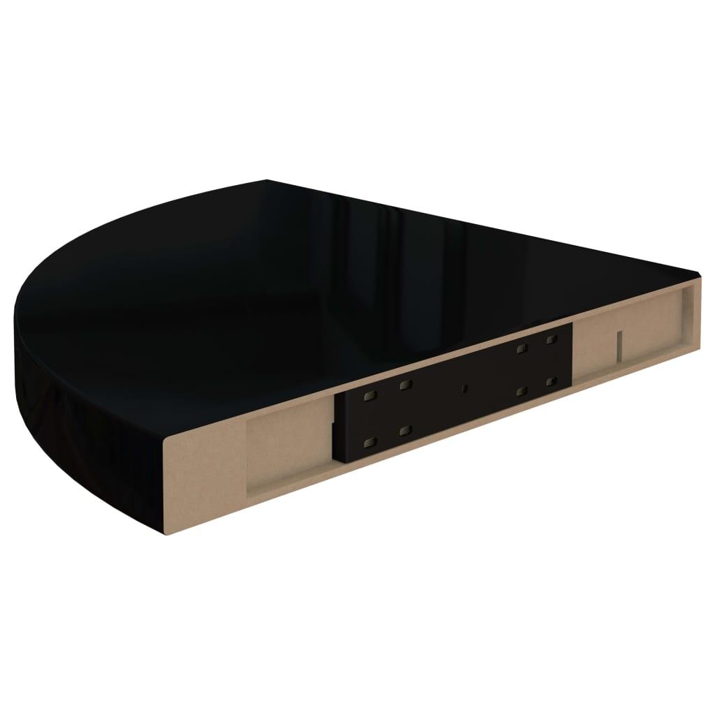 Floating Corner Shelves 2 pcs High Gloss Black 13.8"x13.8"x1.5" MDF at Set Shop and Smile