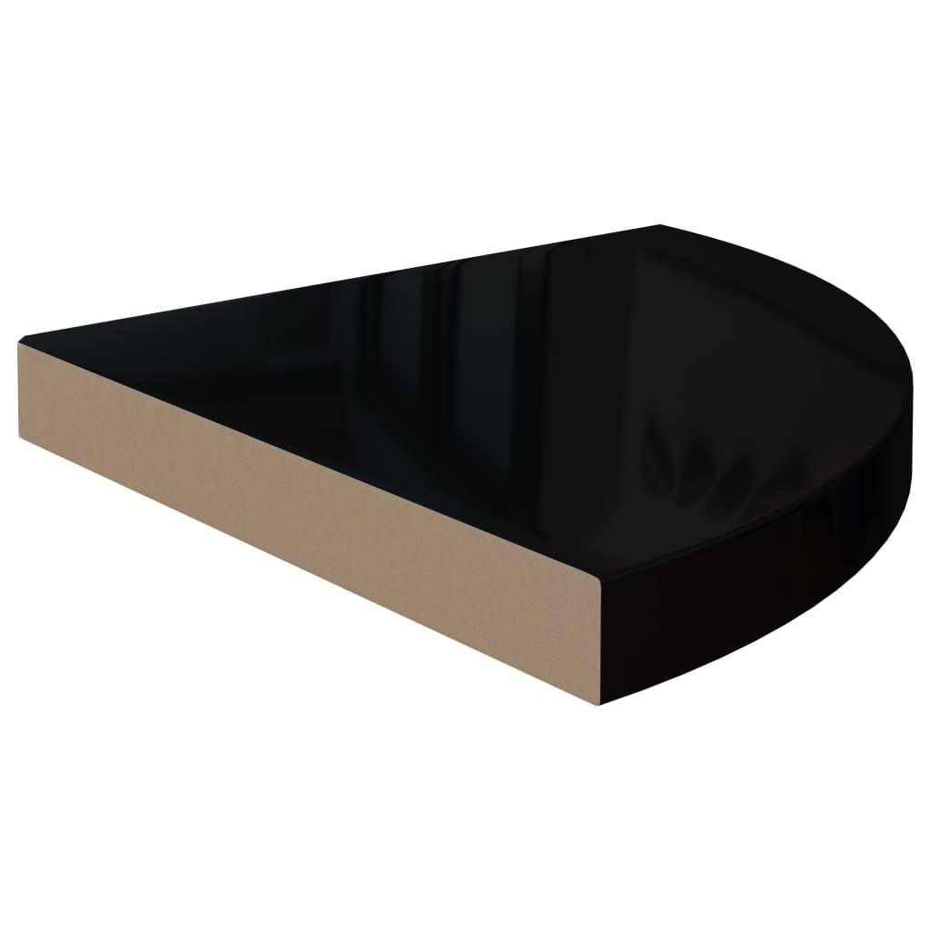 Floating Corner Shelves 4 pcs High Gloss Black 13.8"x13.8"x1.5" MDF at Set Shop and Smile
