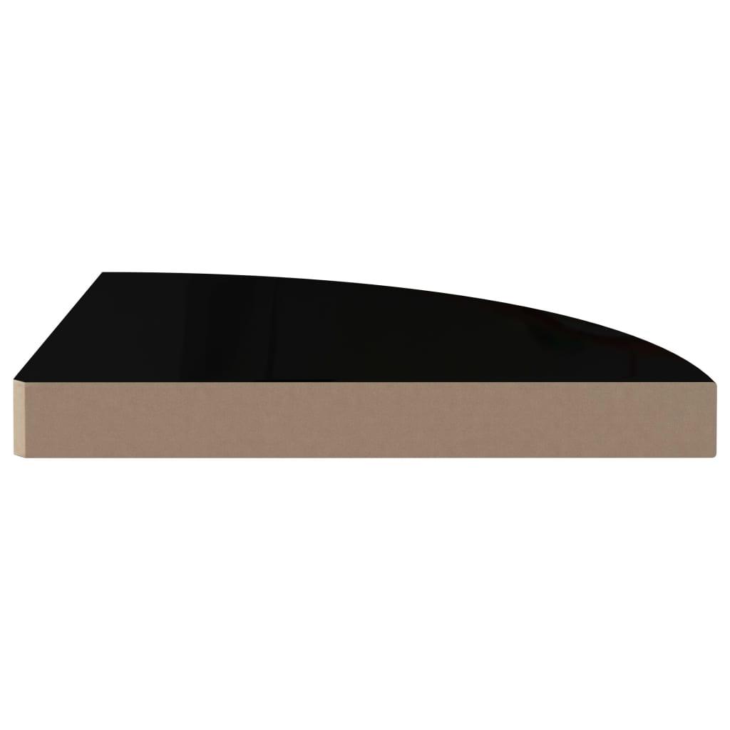 Floating Corner Shelves 4 pcs High Gloss Black 13.8"x13.8"x1.5" MDF at Set Shop and Smile
