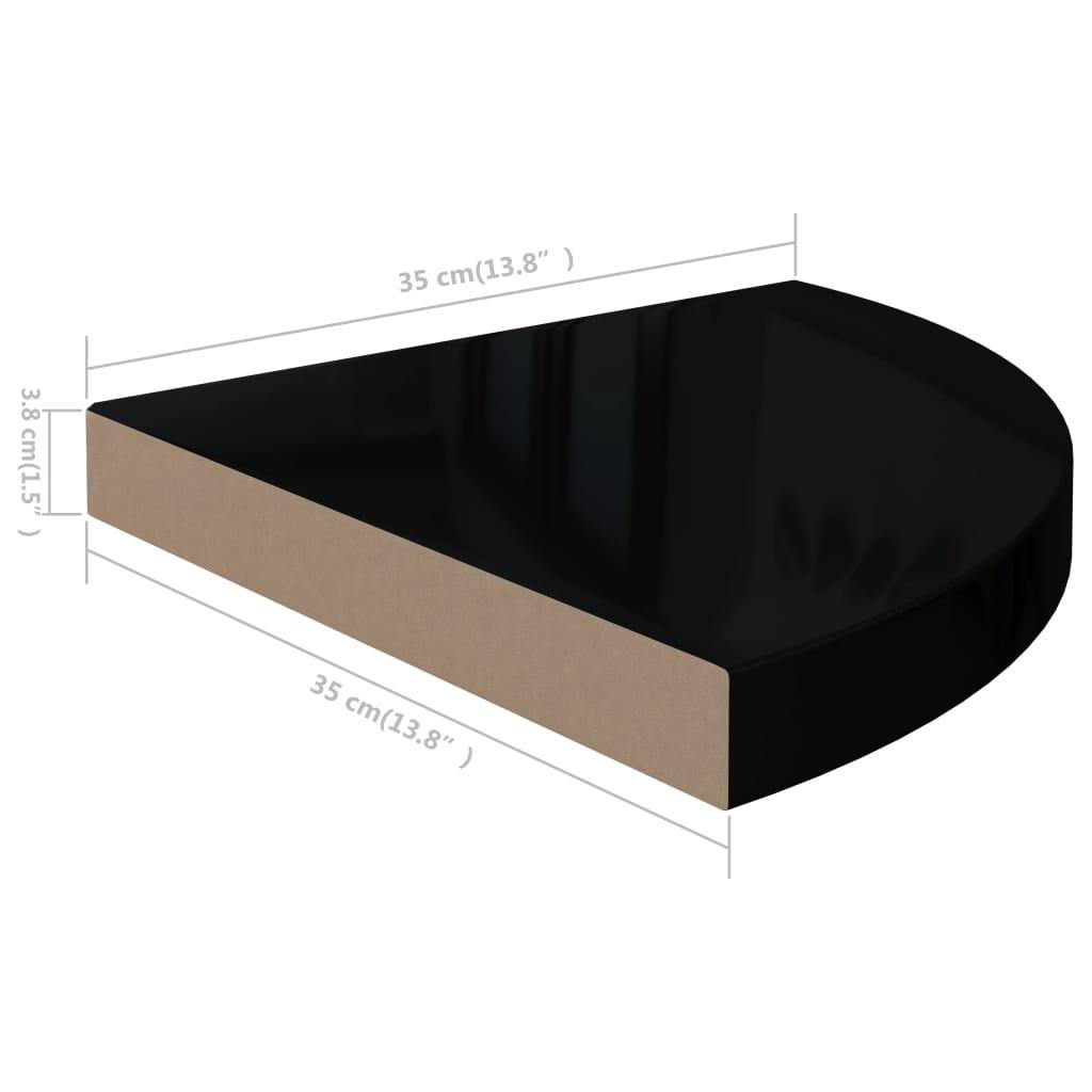 Floating Corner Shelves 4 pcs High Gloss Black 13.8"x13.8"x1.5" MDF at Set Shop and Smile