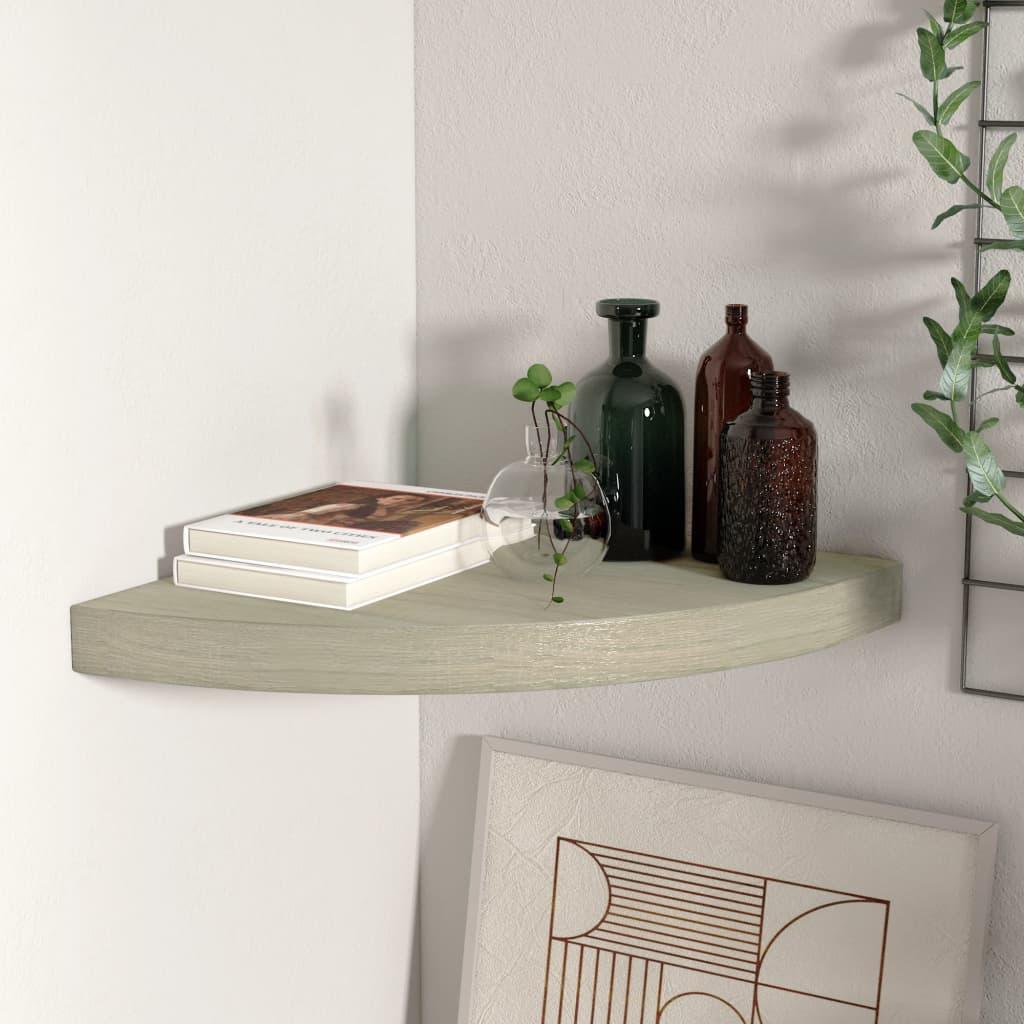 Floating Corner Shelf Oak 13.8"x13.8"x1.5" MDF at Set Shop and Smile
