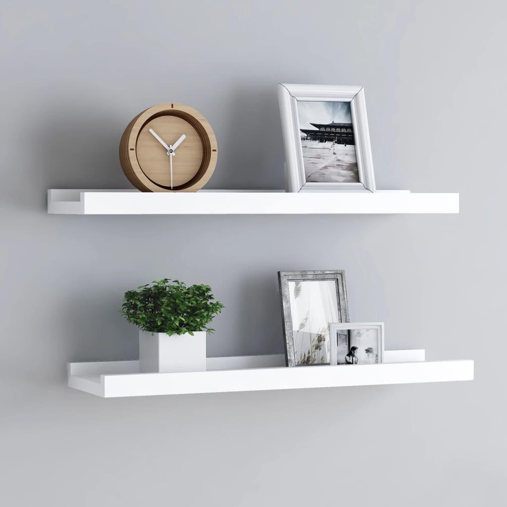 Picture Frame Ledge Shelves 2 pcs White 23.6"x3.5"x1.2" MDF at Set Shop and Smile
