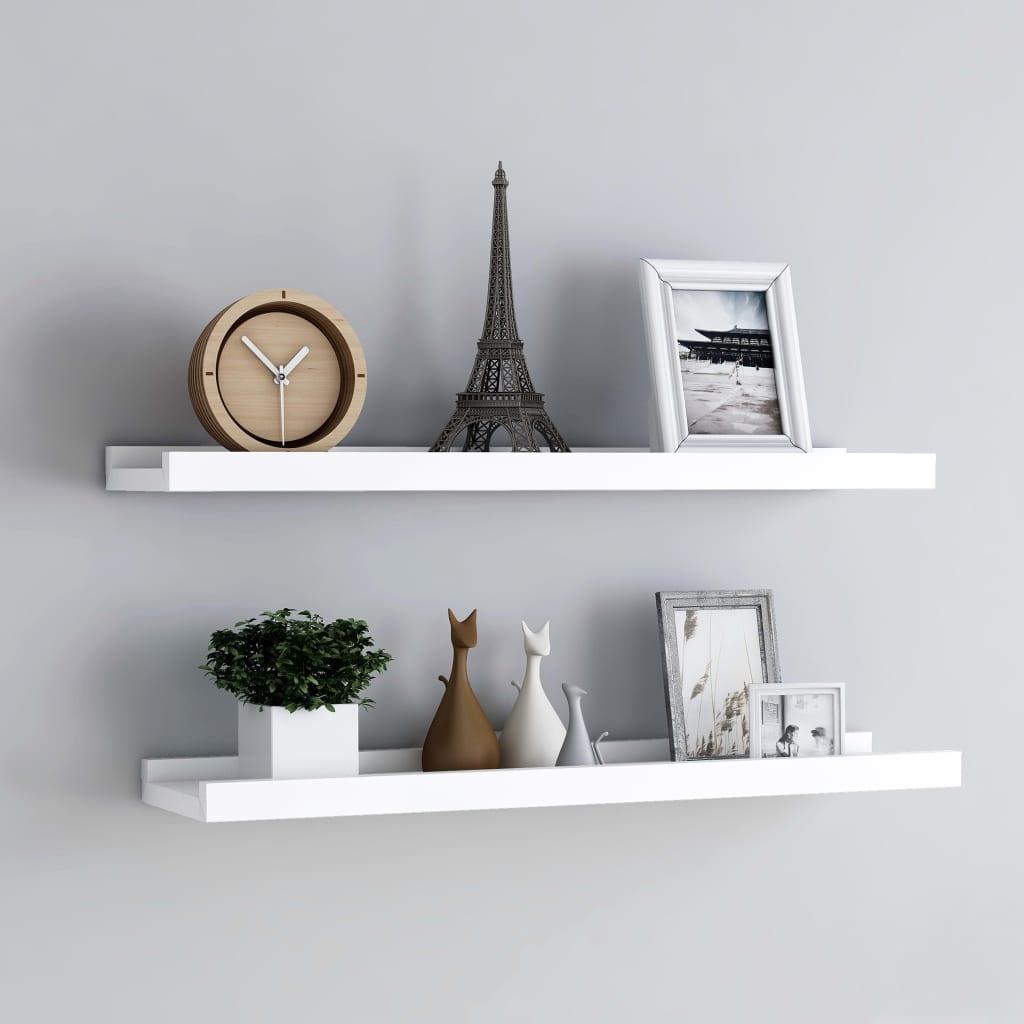 Picture Frame Ledge Shelves 2 pcs White 31.5"x3.5"x1.2" MDF at Set Shop and Smile