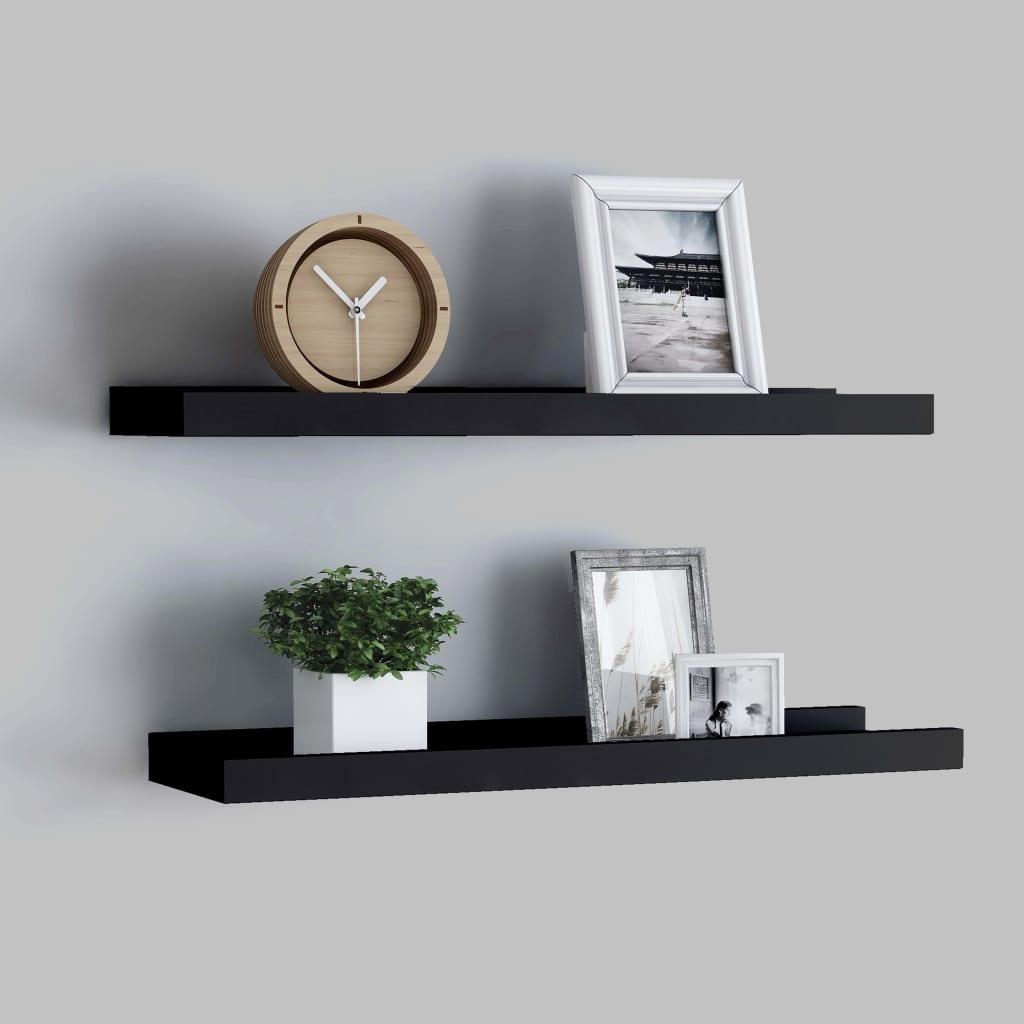Picture Frame Ledge Shelves 2 pcs Black 23.6"x3.5"x1.2" MDF at Set Shop and Smile
