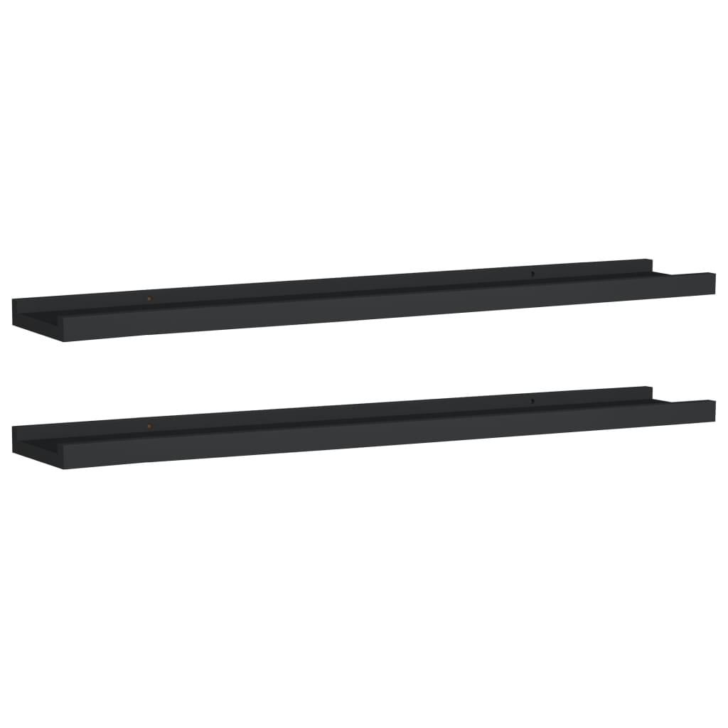 Picture Frame Ledge Shelves 2 pcs Black 31.5"x3.5"x1.2" MDF at Set Shop and Smile