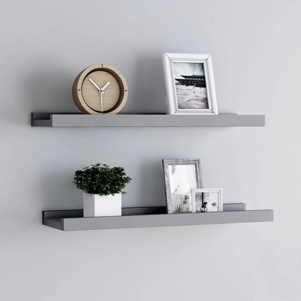 Picture Frame Ledge Shelves 2 pcs Gray 15.7"x3.5"x1.2" MDF at Set Shop and Smile