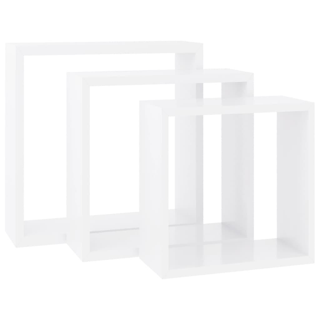 Wall Cube Shelves 3 pcs White MDF at Set Shop and Smile
