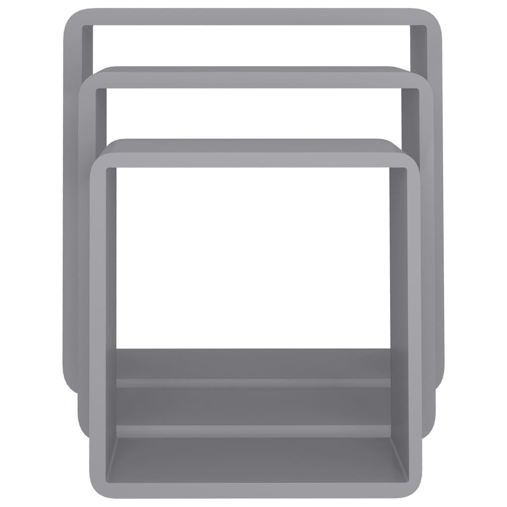 Wall Cube Shelves 3 pcs Gray MDF at Set Shop and Smile