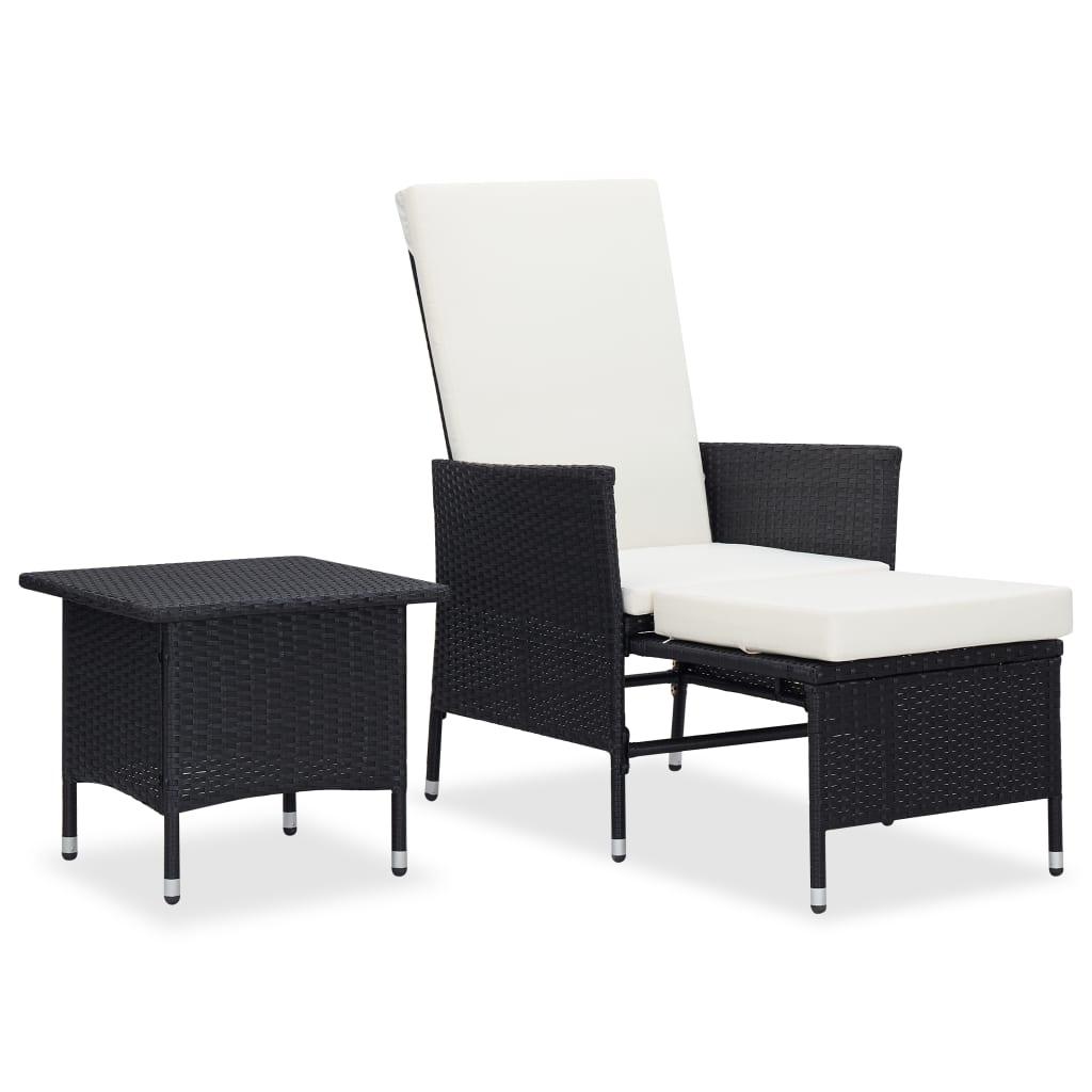 2 Piece Patio Lounge Set with Cushions Poly Rattan Black at Set Shop and Smile