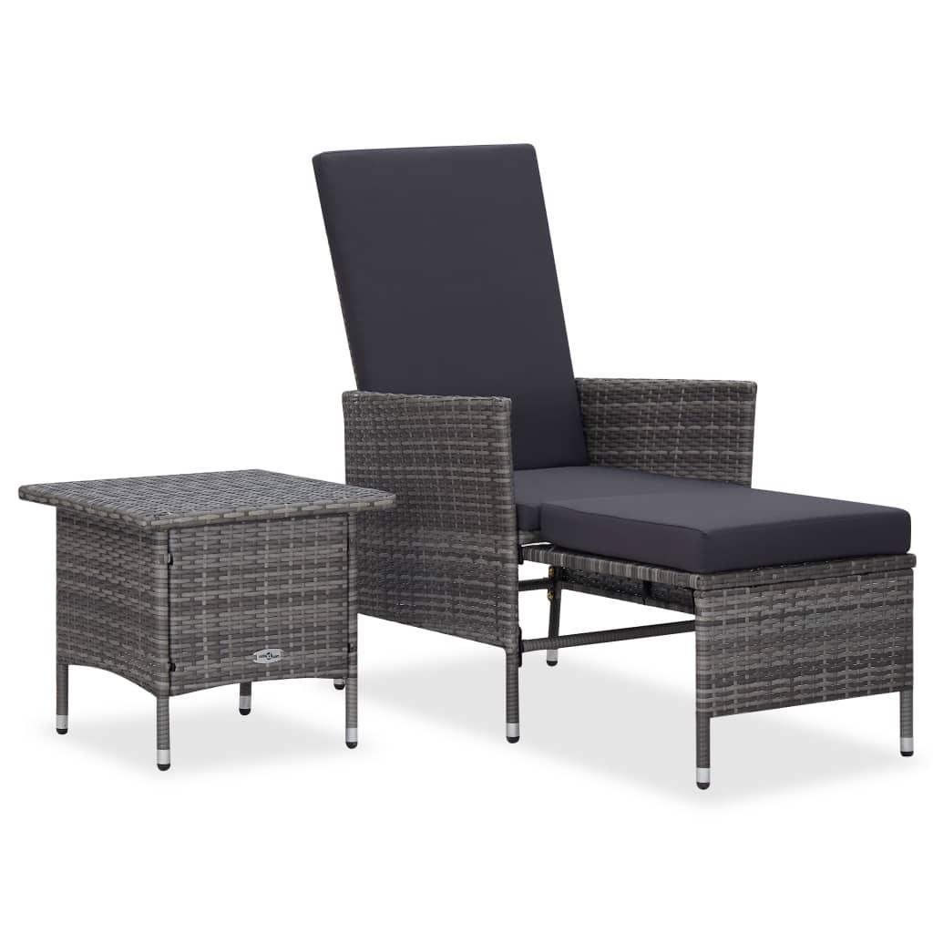 2 Piece Patio Lounge Set with Cushions Poly Rattan Gray at Set Shop and Smile
