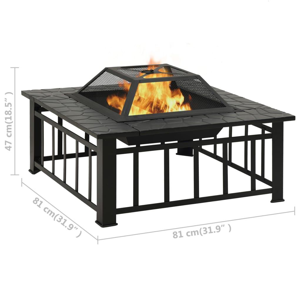 Garden Fire Pit with Poker 31.9"x31.9"x18.5" XXL Steel at Set Shop and Smile