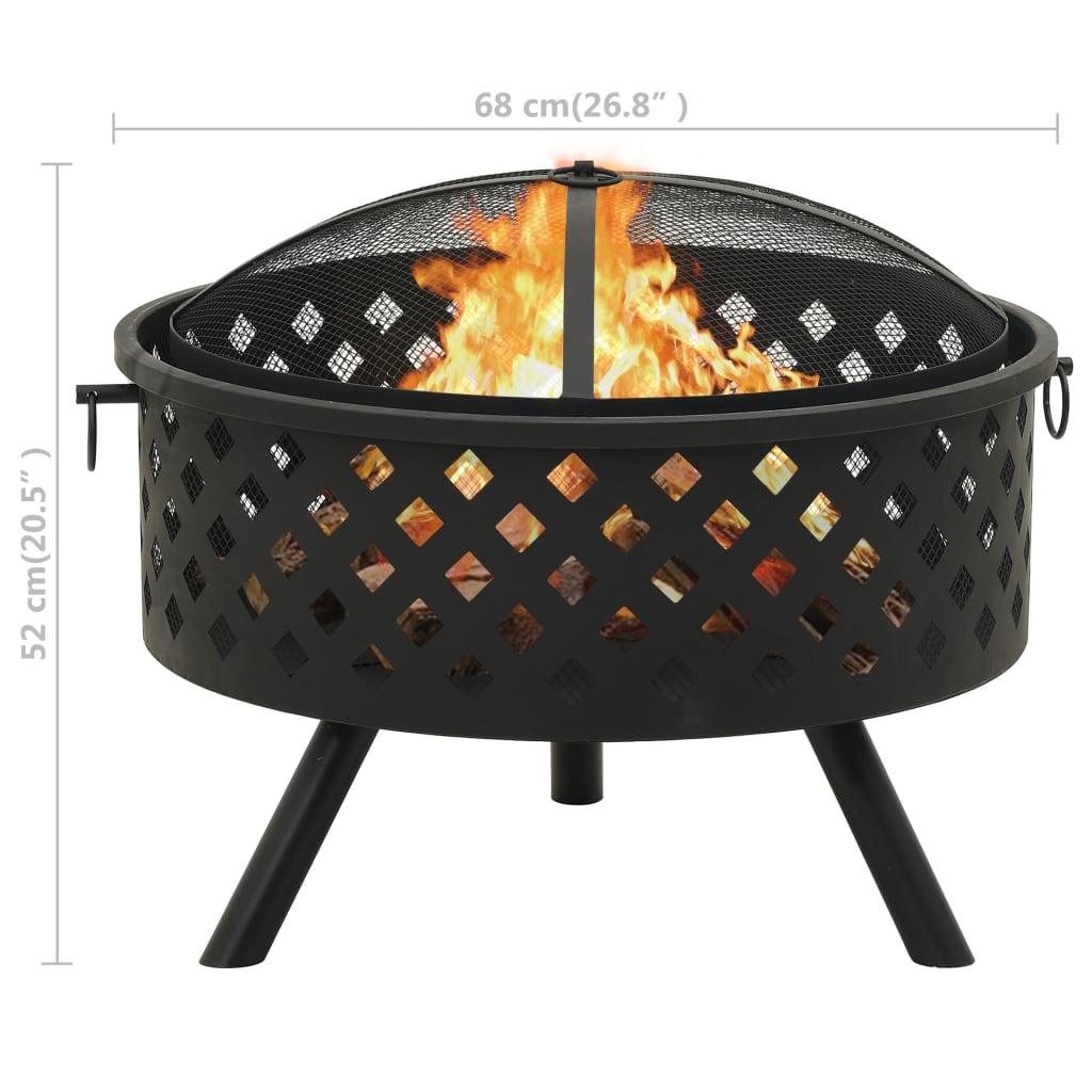 Fire Pit with Poker 26.8" XXL Steel at Set Shop and Smile
