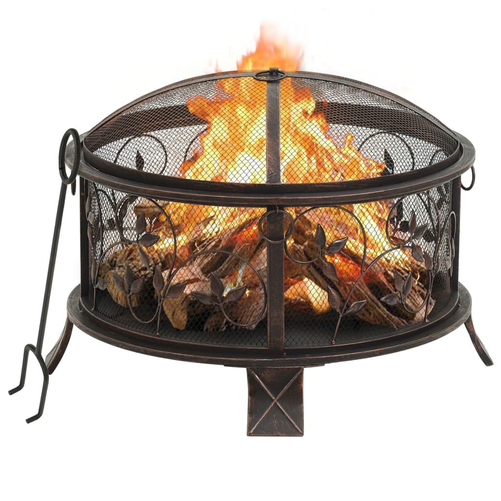 Rustic Fire Pit with Poker 26.6" XXL Steel at Set Shop and Smile