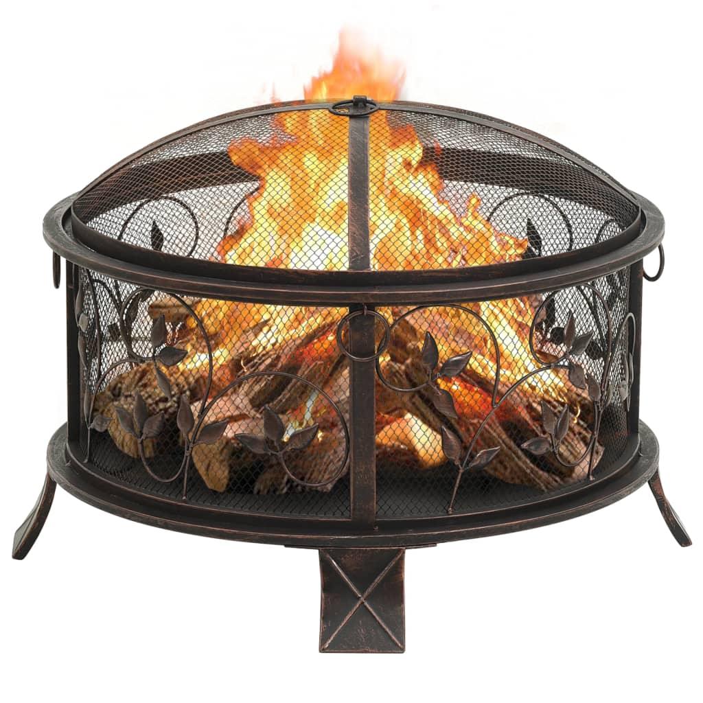 Rustic Fire Pit with Poker 26.6" XXL Steel at Set Shop and Smile