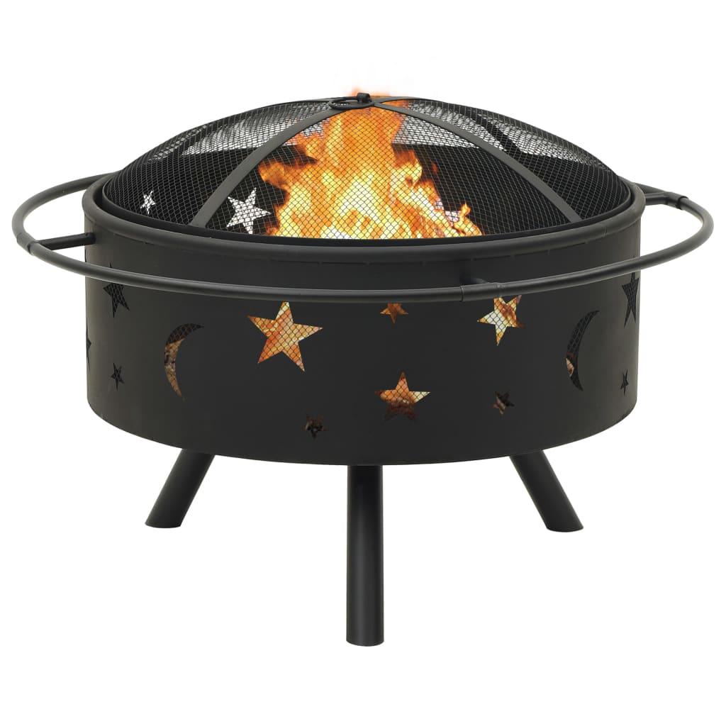 Fire Pit with Poker 29.9" XXL Steel at Set Shop and Smile